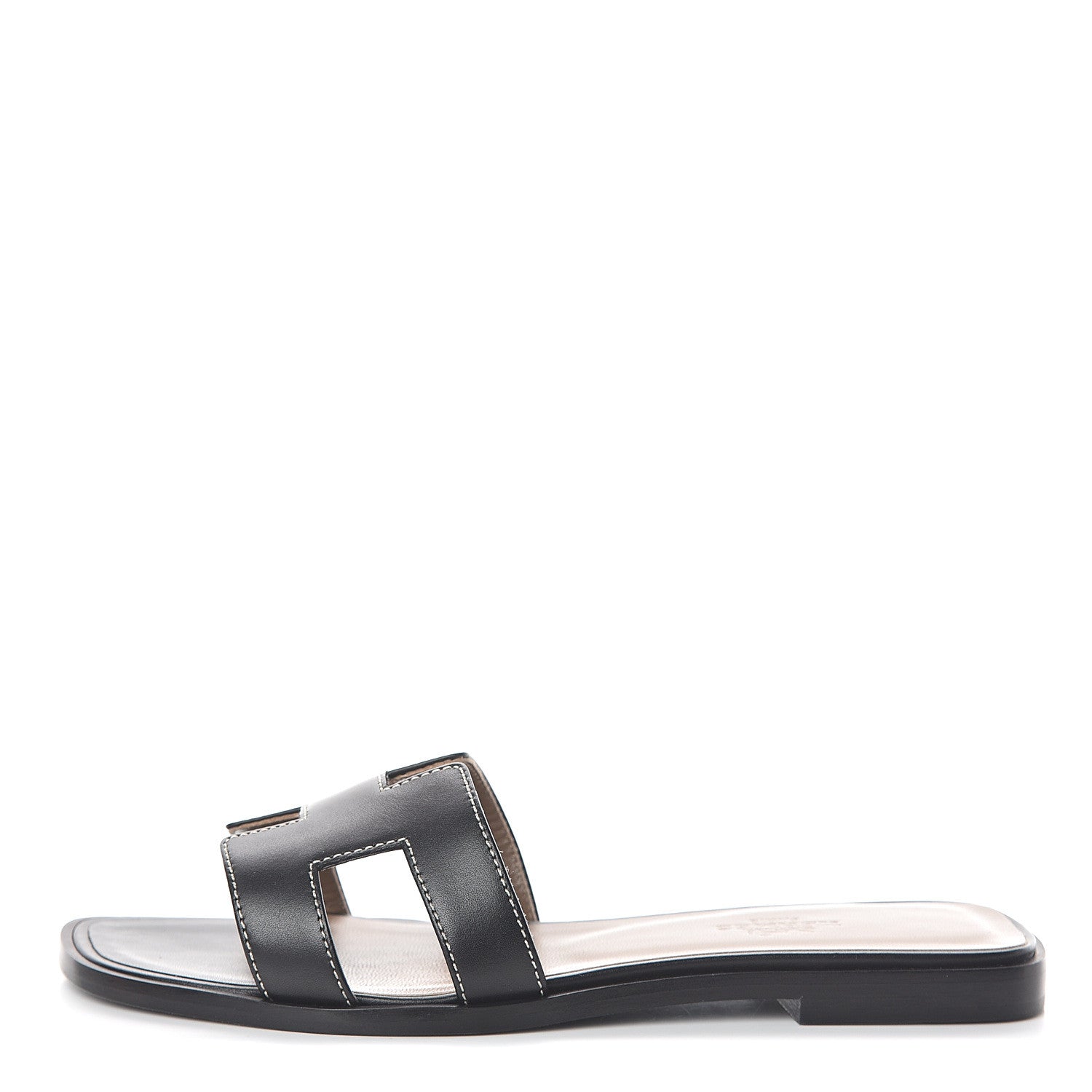Hermes Box Calfskin Oran Sandals 35.5 Black 1 of 7