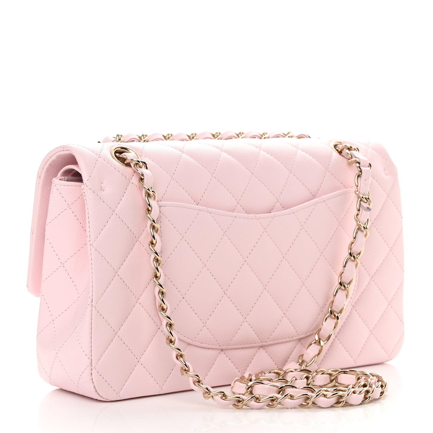 Caviar Quilted Medium Double Flap Light Pink