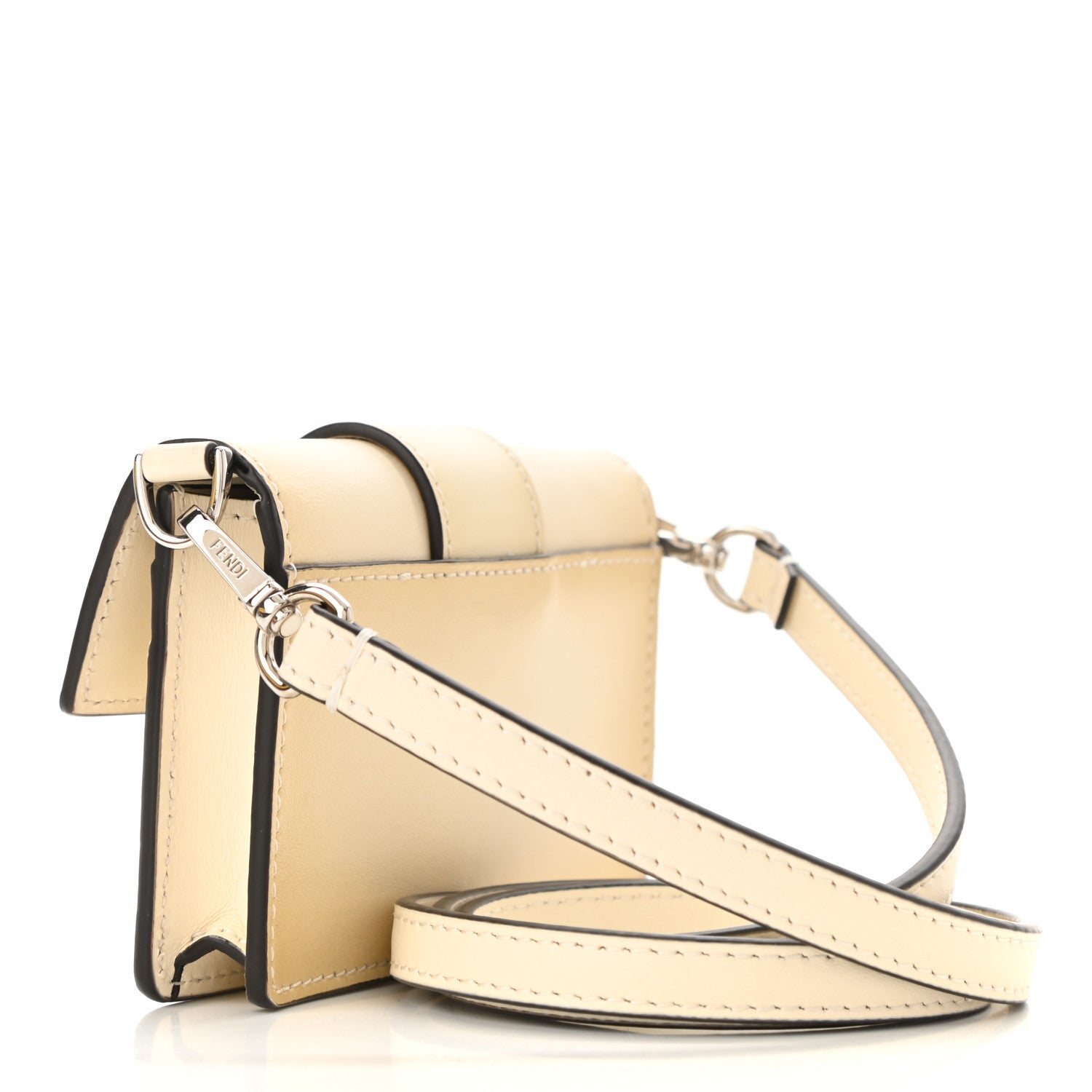 Fendi Vitello King Tamponato Micro Flat Baguette White Ice 2 of 9