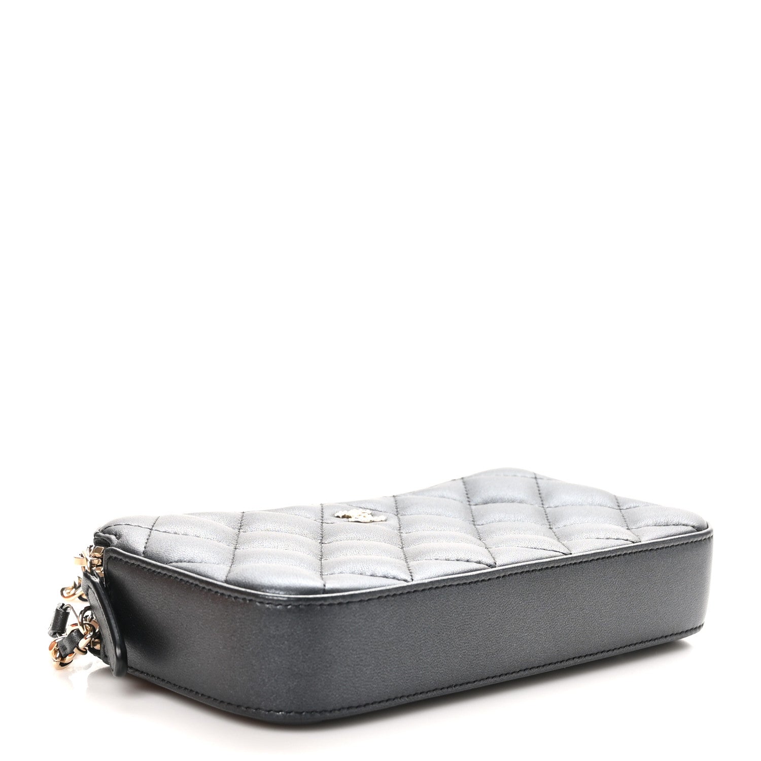 Chanel Iridescent Lambskin Quilted Pearl Clutch With Chain Black 4 of 12