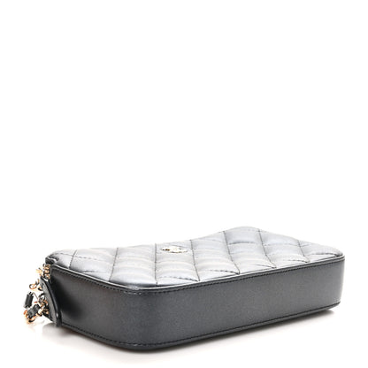 Chanel Iridescent Lambskin Quilted Pearl Clutch With Chain Black 4 of 12