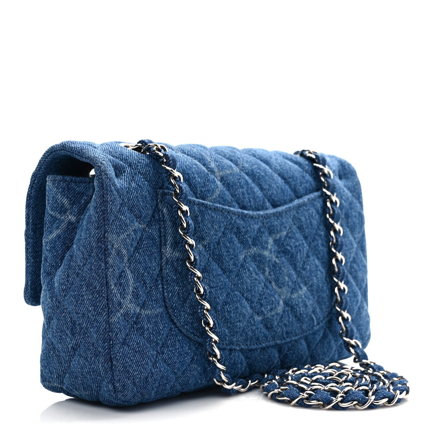 Chanel Denim Quilted CC Print Medium Single Flap Blue 3 of 9