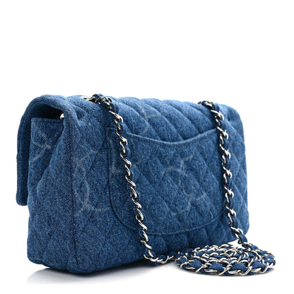 Chanel Denim Quilted CC Print Medium Single Flap Blue 3 of 9