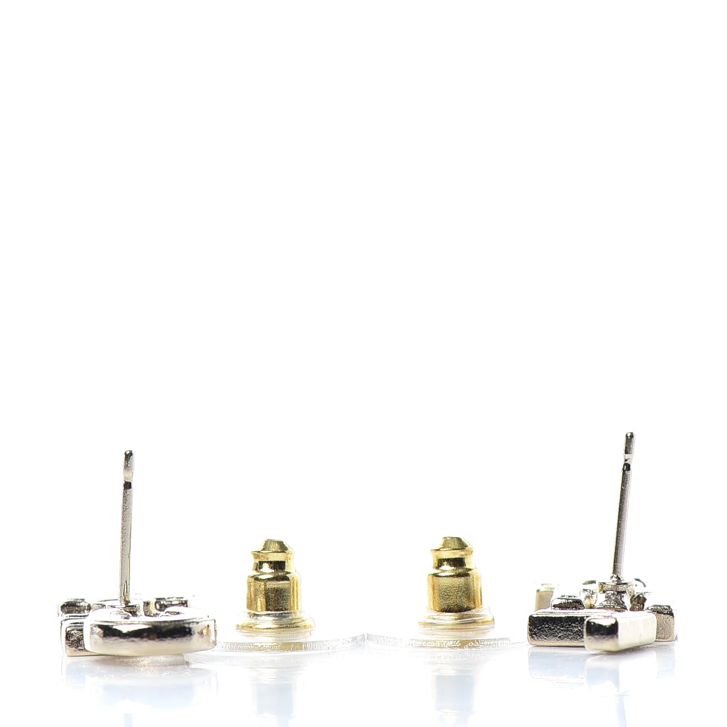Chanel Crystal Pearl Signature Stud Earrings Gold 3 of 4