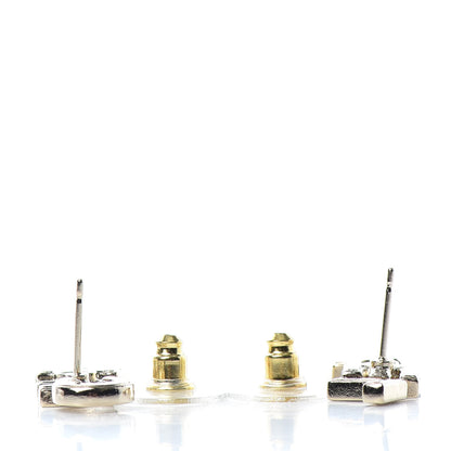 Chanel Crystal Pearl Signature Stud Earrings Gold 3 of 4