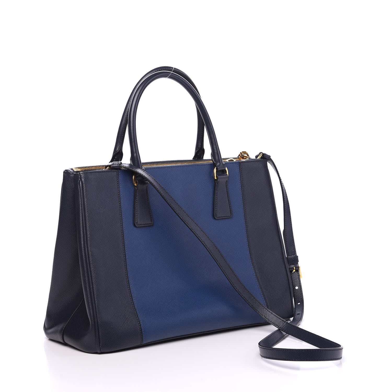 Prada Saffiano Lux Colorblock Medium Galleria Double Zip Tote Baltico Bluette 2 of 10