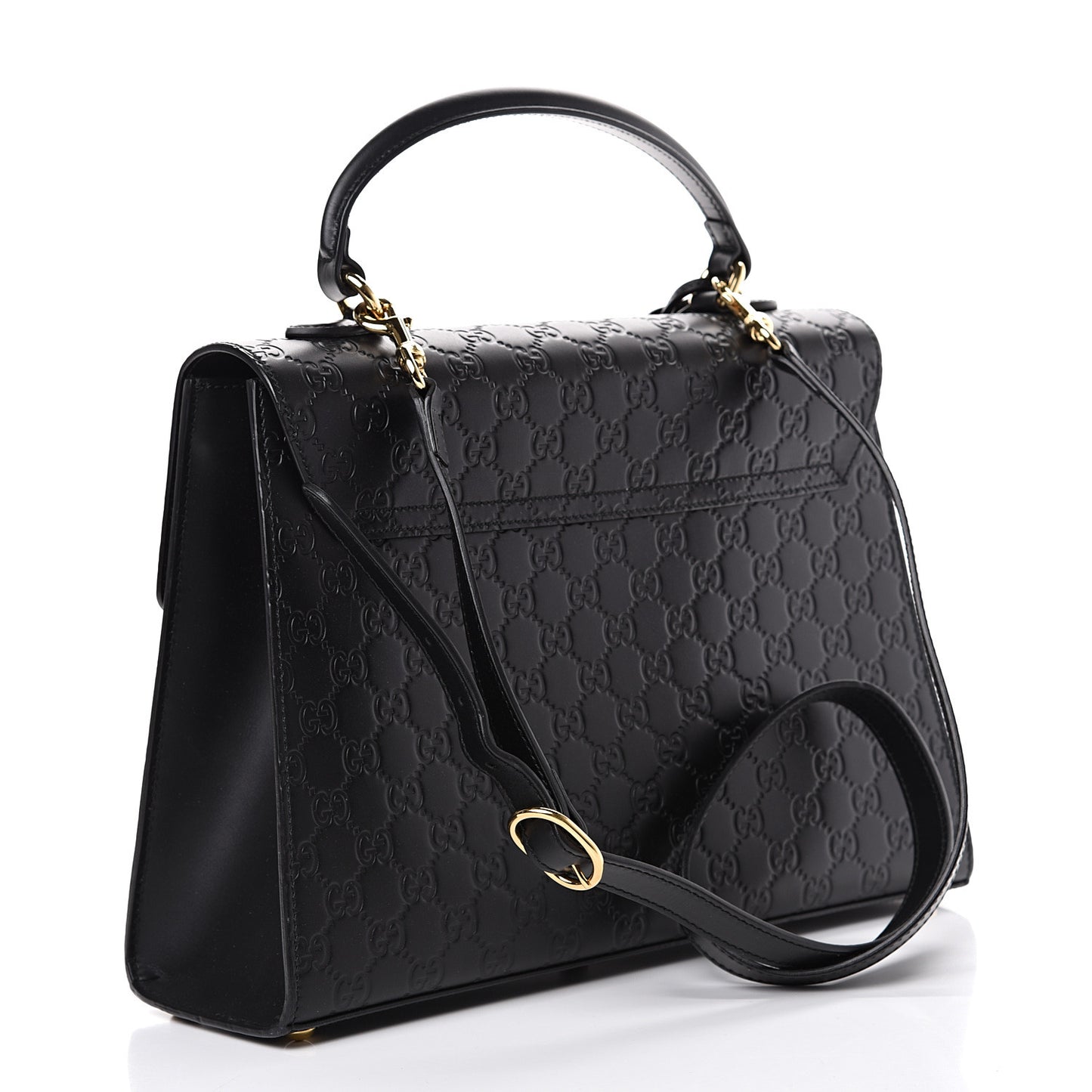 Guccissima Signature Medium Padlock Top Handle Bag Black