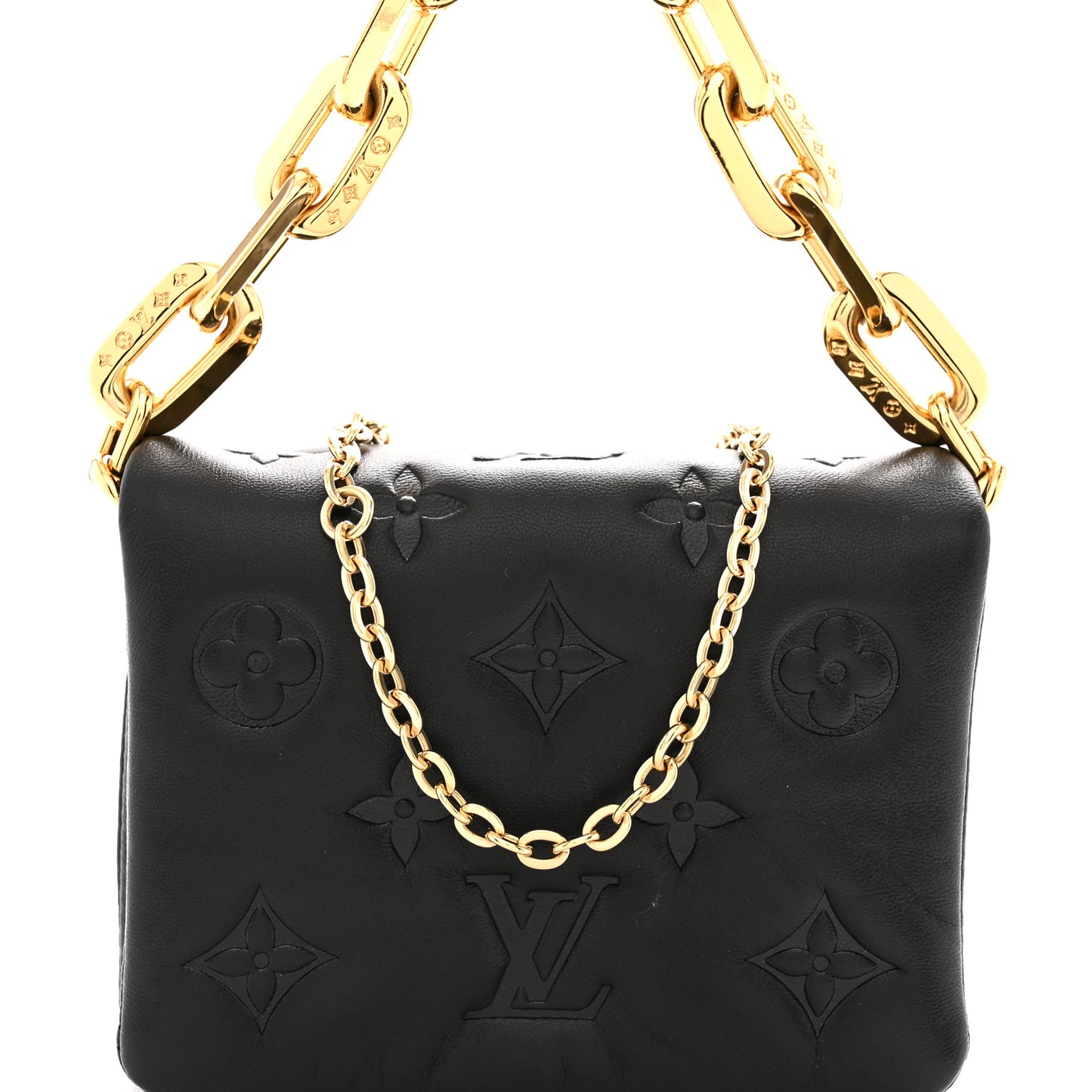 Lambskin Embossed Monogram Coussin Belt Bag Black
