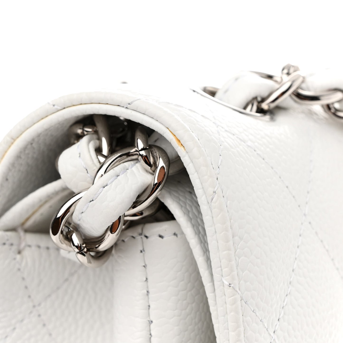 Caviar Quilted Jumbo Double Flap White