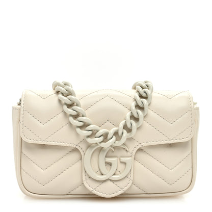 Gucci Calfskin Matelasse Monochrome GG Marmont Chain Belt Bag Mystic White 1 of 10