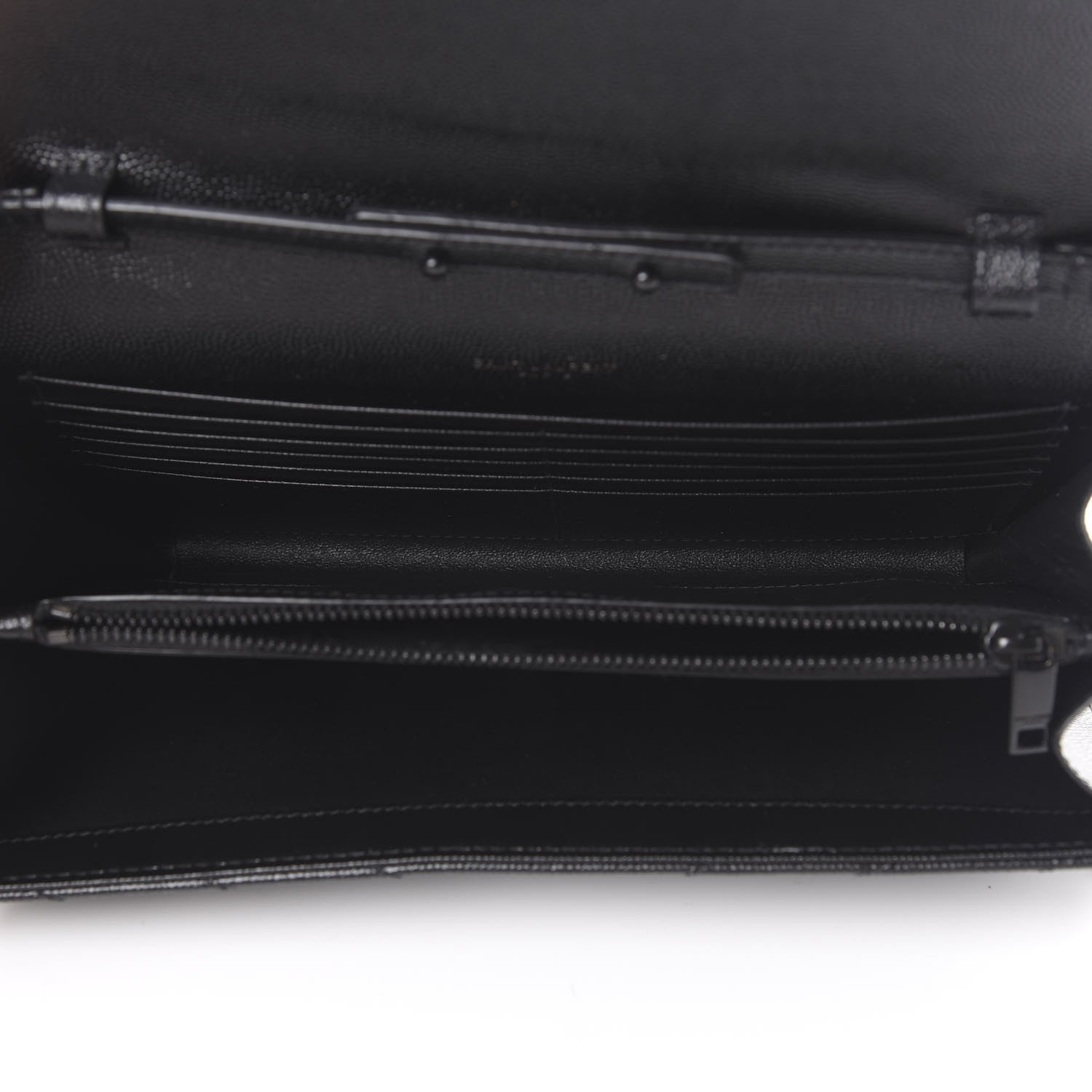 Saint Laurent Grain De Poudre Matelasse Chevron Monogram Chain Wallet Black 4 of 9