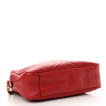 Gucci Calfskin Matelasse Medium GG Marmont Chain Shoulder Bag Hibiscus Red 4 of 13