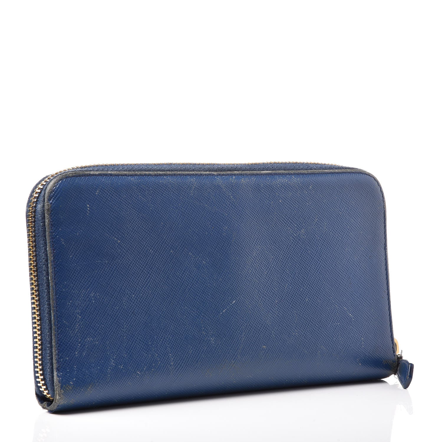 Prada Saffiano Metal Zip Around Wallet Bleuette 3 of 18