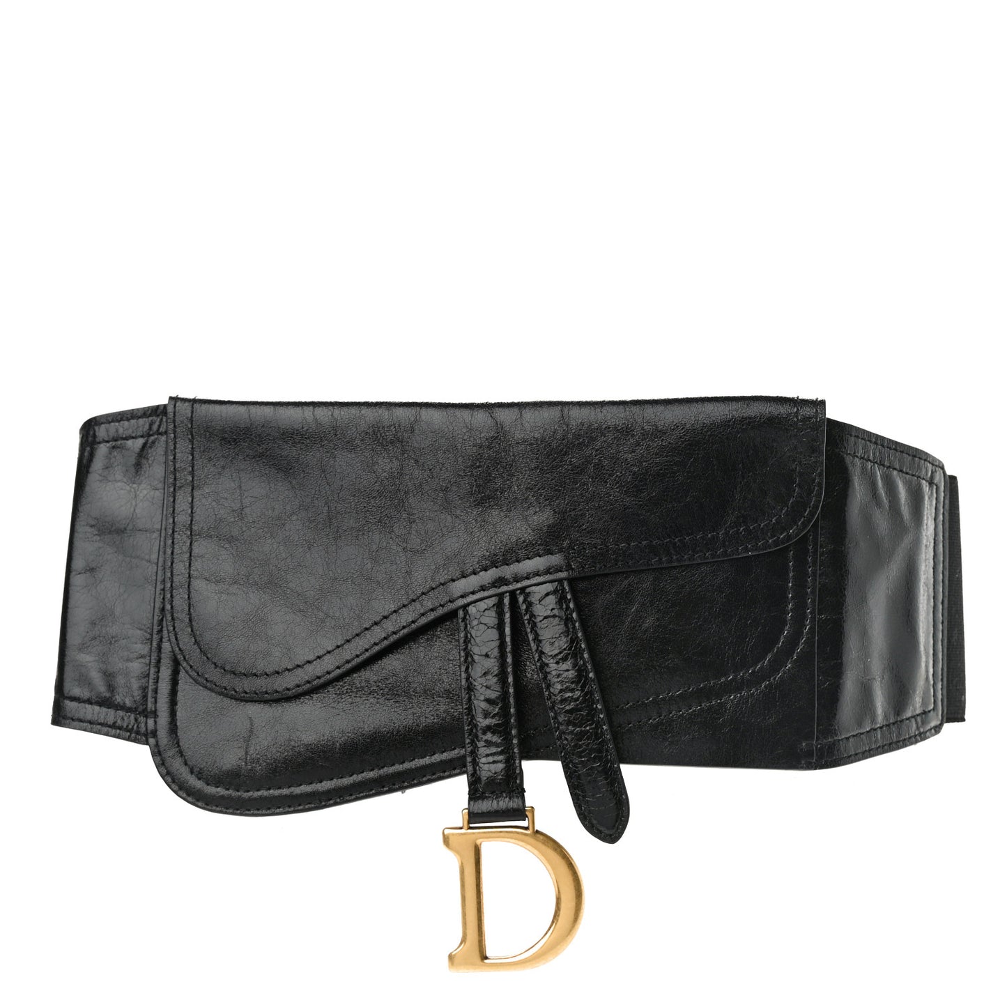 Crinkled Lambskin 135mm Saddle Belt Black
