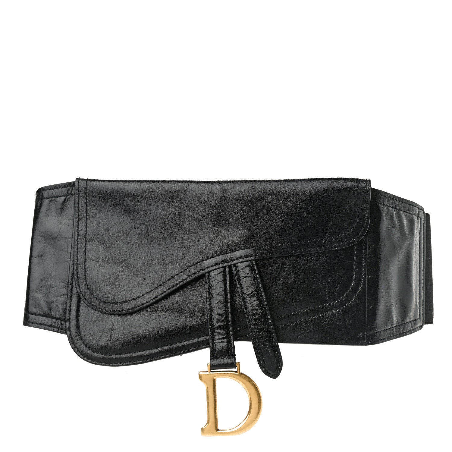 Christian Dior Crinkled Lambskin 135mm Saddle Belt Black 1 of 11