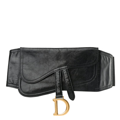 Christian Dior Crinkled Lambskin 135mm Saddle Belt Black 1 of 11