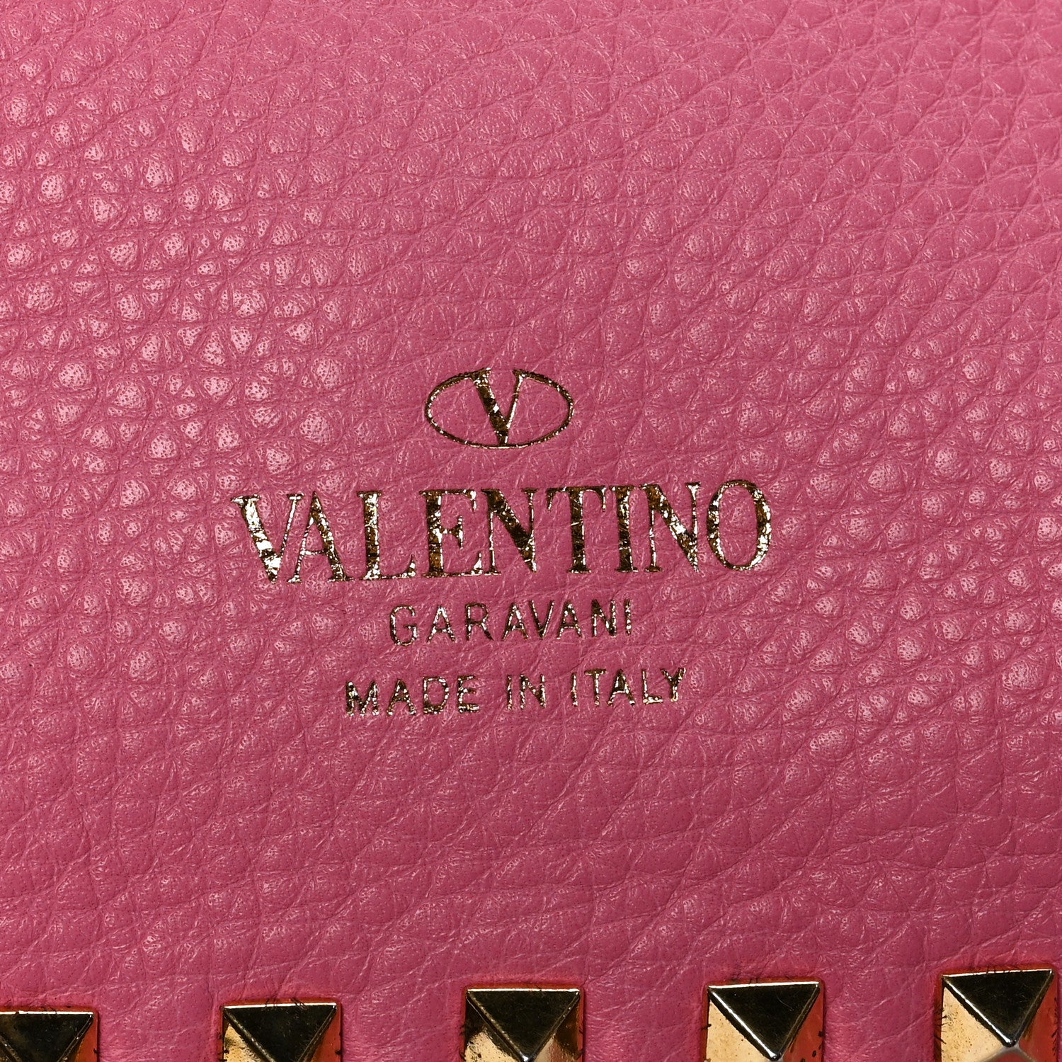 Valentino Garavani Grained Calfskin Medium Rockstud Reversible Tote Army Green Pink 6 of 16