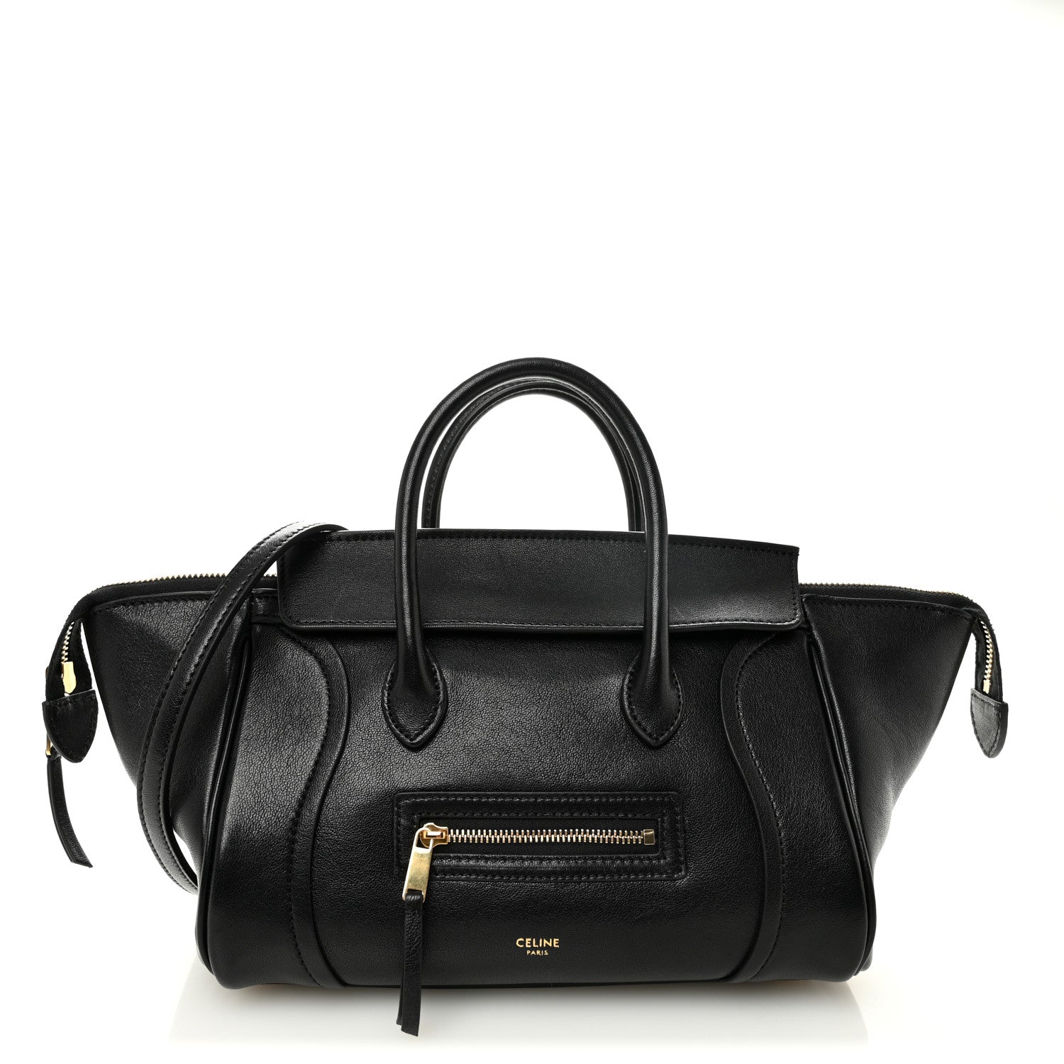 Celine Supple Shiny Lambskin Small New Luggage Black 1807298