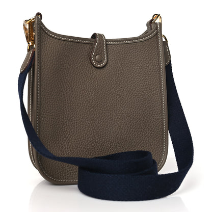 Hermes Taurillon Clemence Amazone Evelyne TPM Etoupe Bleu Indigo 3 of 11