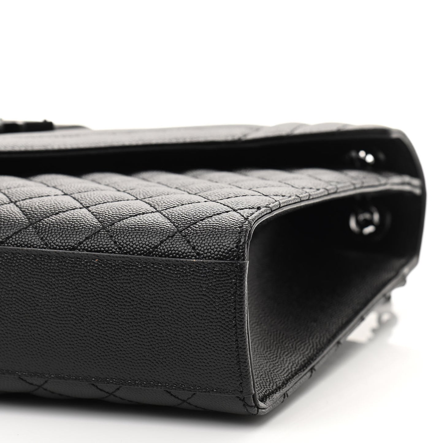 Grain De Poudre Textured Mixed Matelasse Large Triquilt Monogram Monochrome Satchel Black