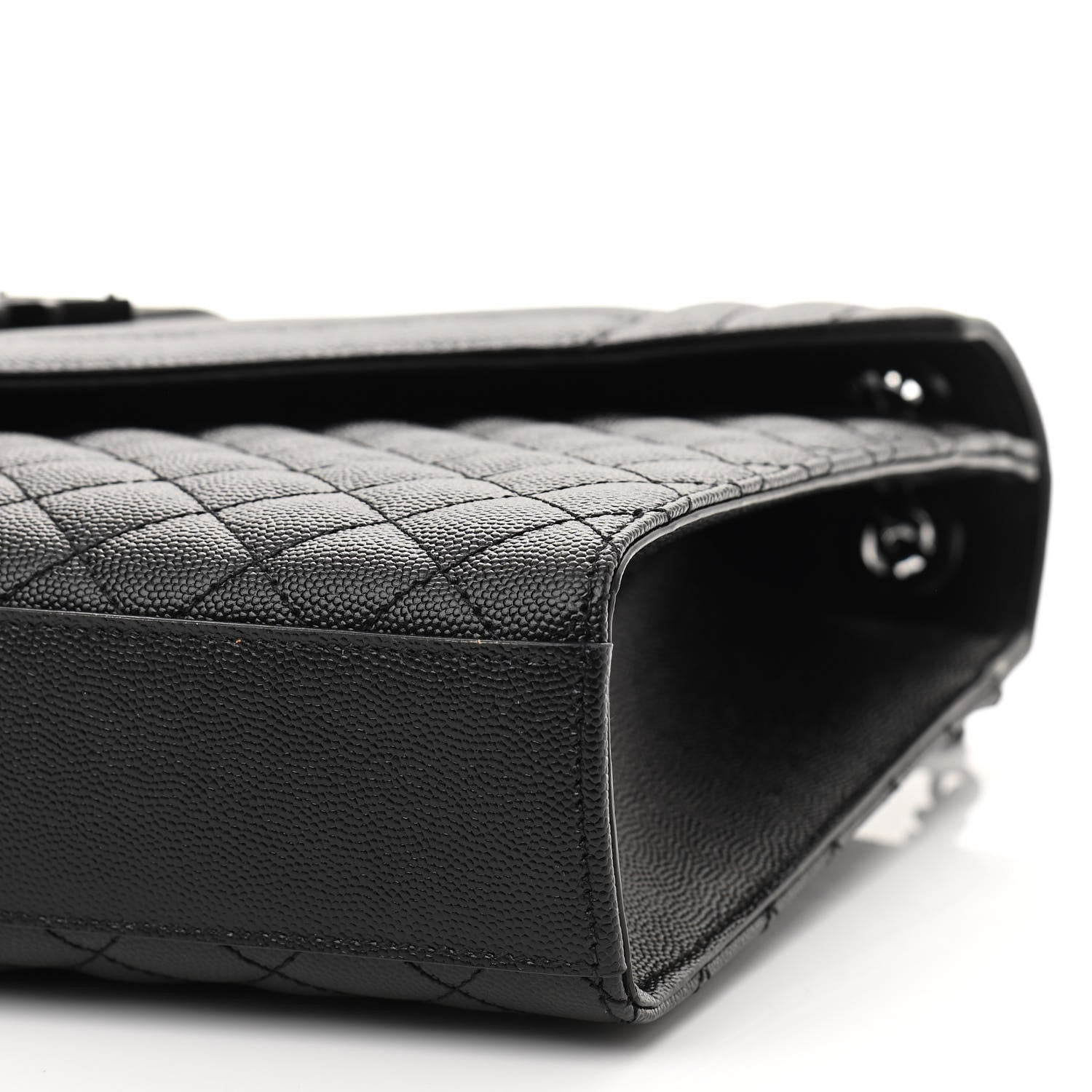 Saint Laurent Grain De Poudre Textured Mixed Matelasse Large Triquilt Monogram Monochrome Satchel Black 11 of 13