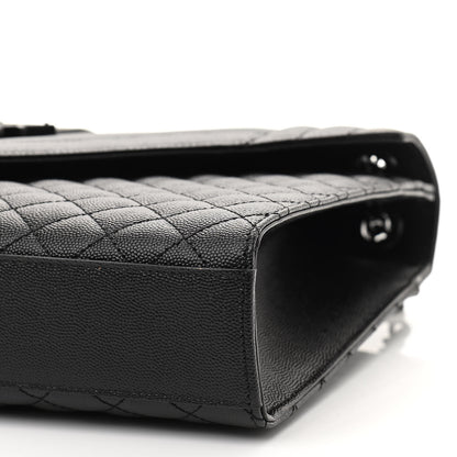 Saint Laurent Grain De Poudre Textured Mixed Matelasse Large Triquilt Monogram Monochrome Satchel Black 11 of 13