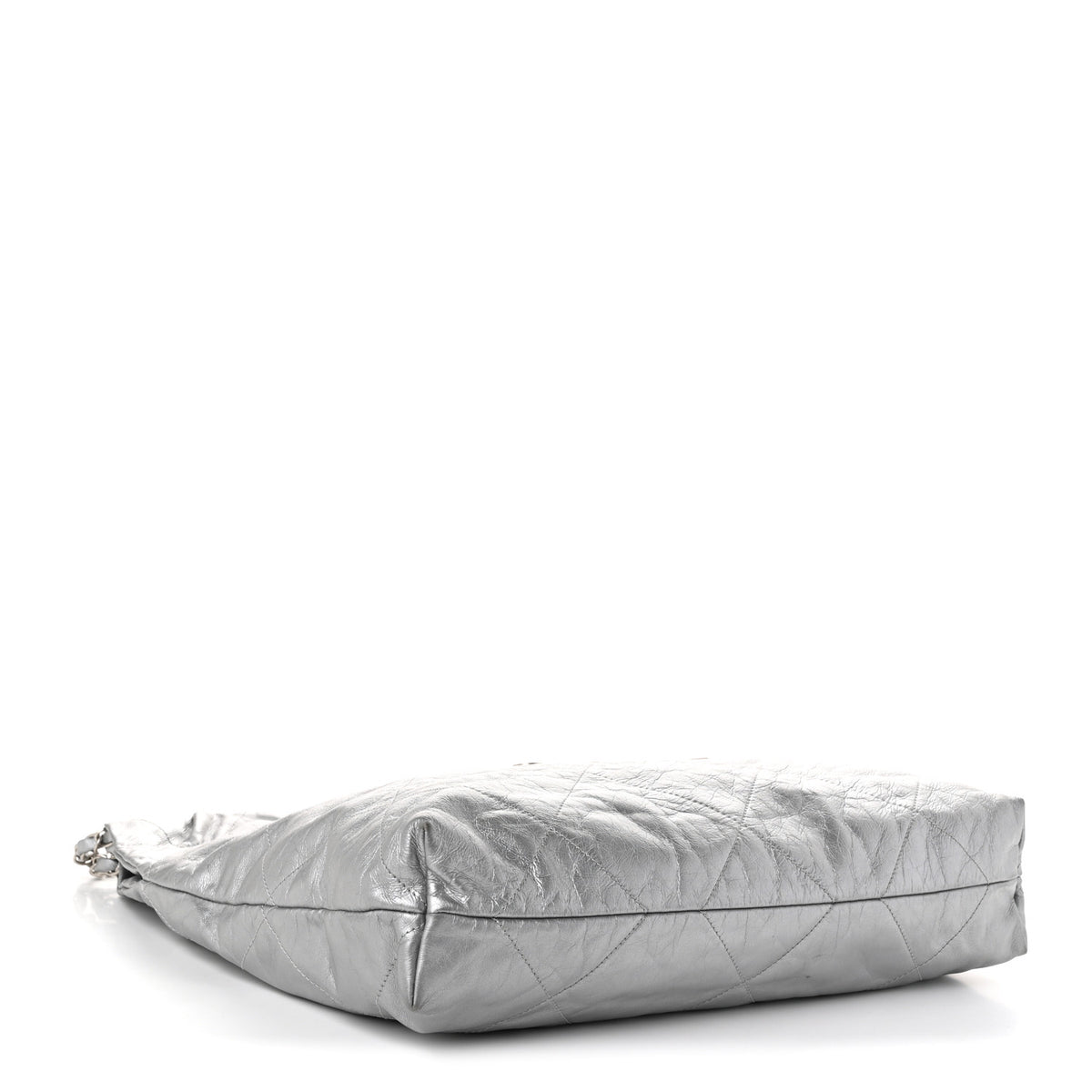 Metallic Calfskin Quilted Chanel 22 Silver