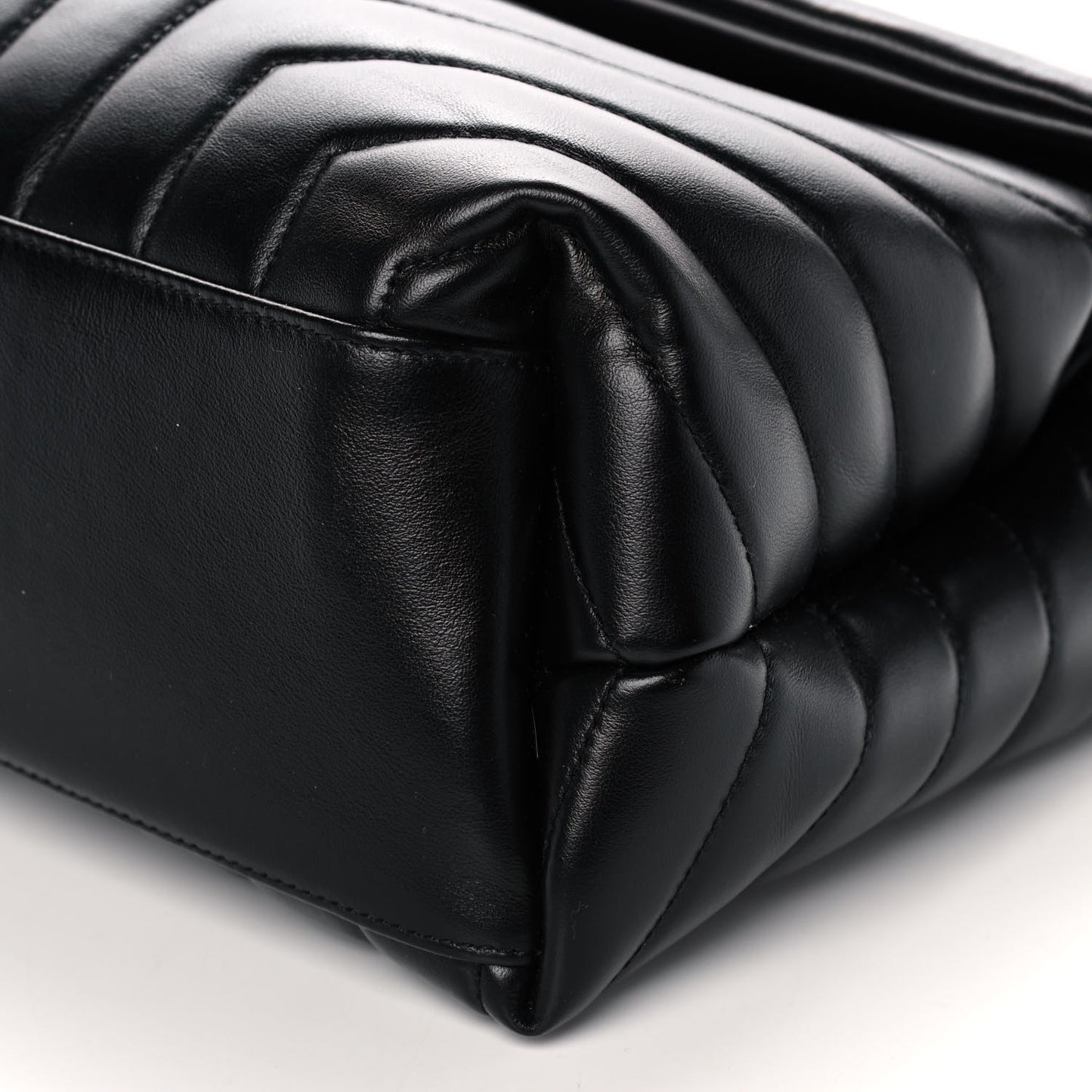 Calfskin Y Quilted Monogram Medium Loulou Chain Satchel Black