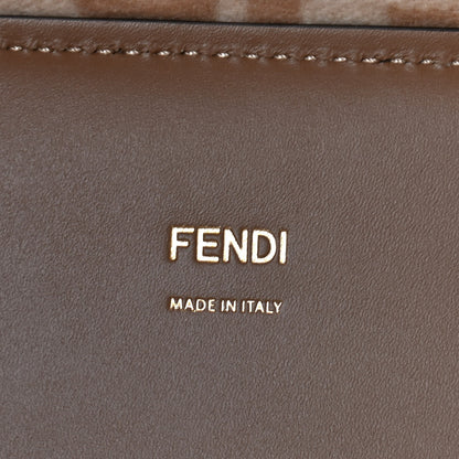 Fendi Flannel Vitello King Wool Plexiglass FF Logo Embroidered Medium Fendi Sunshine Shopper Tote Brown 5 of 8