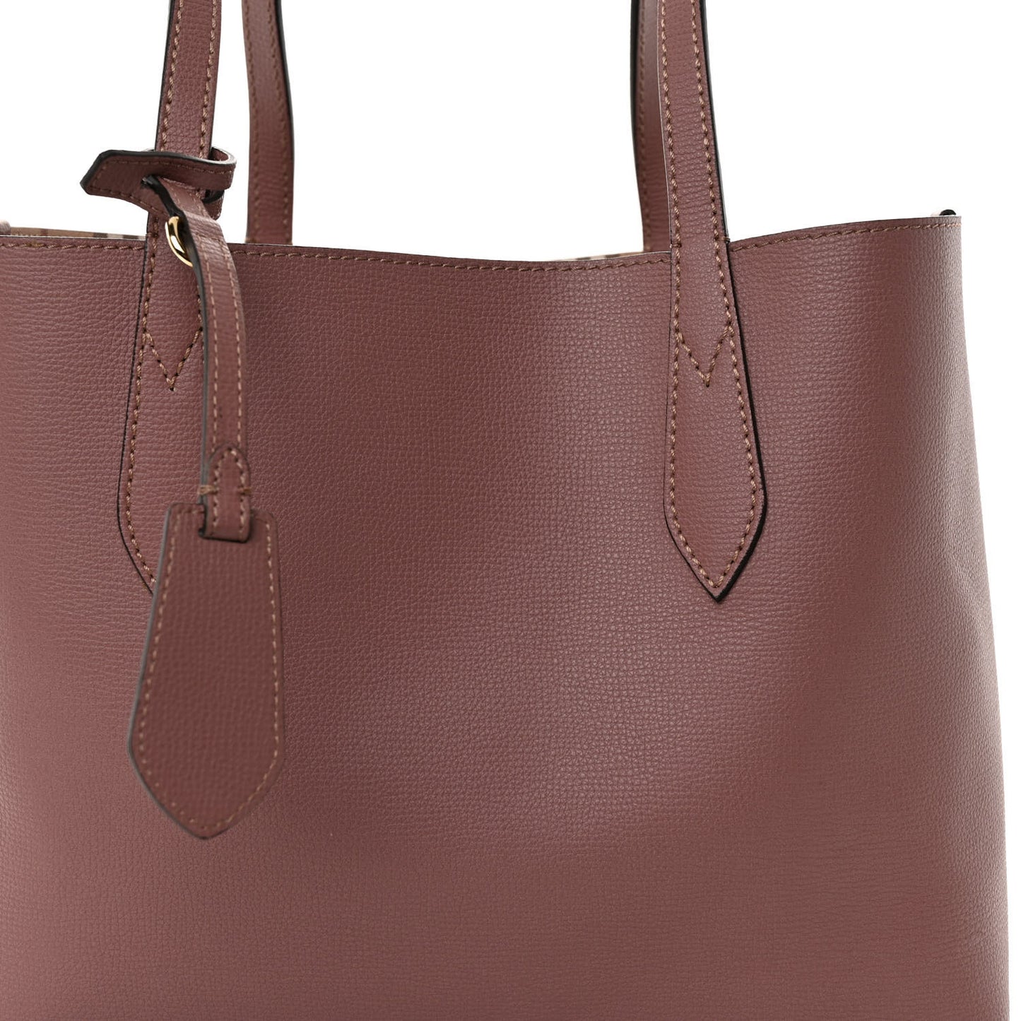 Grainy Calfskin Haymarket Check Medium Reversible Tote Dusty Pink