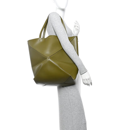 Loewe Shiny Calfskin Large Puzzle Fold Tote Dark Khaki Green 2 of 10