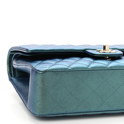 Chanel Iridescent Caviar Quilted Medium Double Flap Green 9 of 11