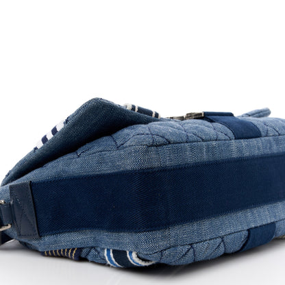 Chanel Denim Quilted Airlines Buckle Messenger Bag Blue 9 of 11