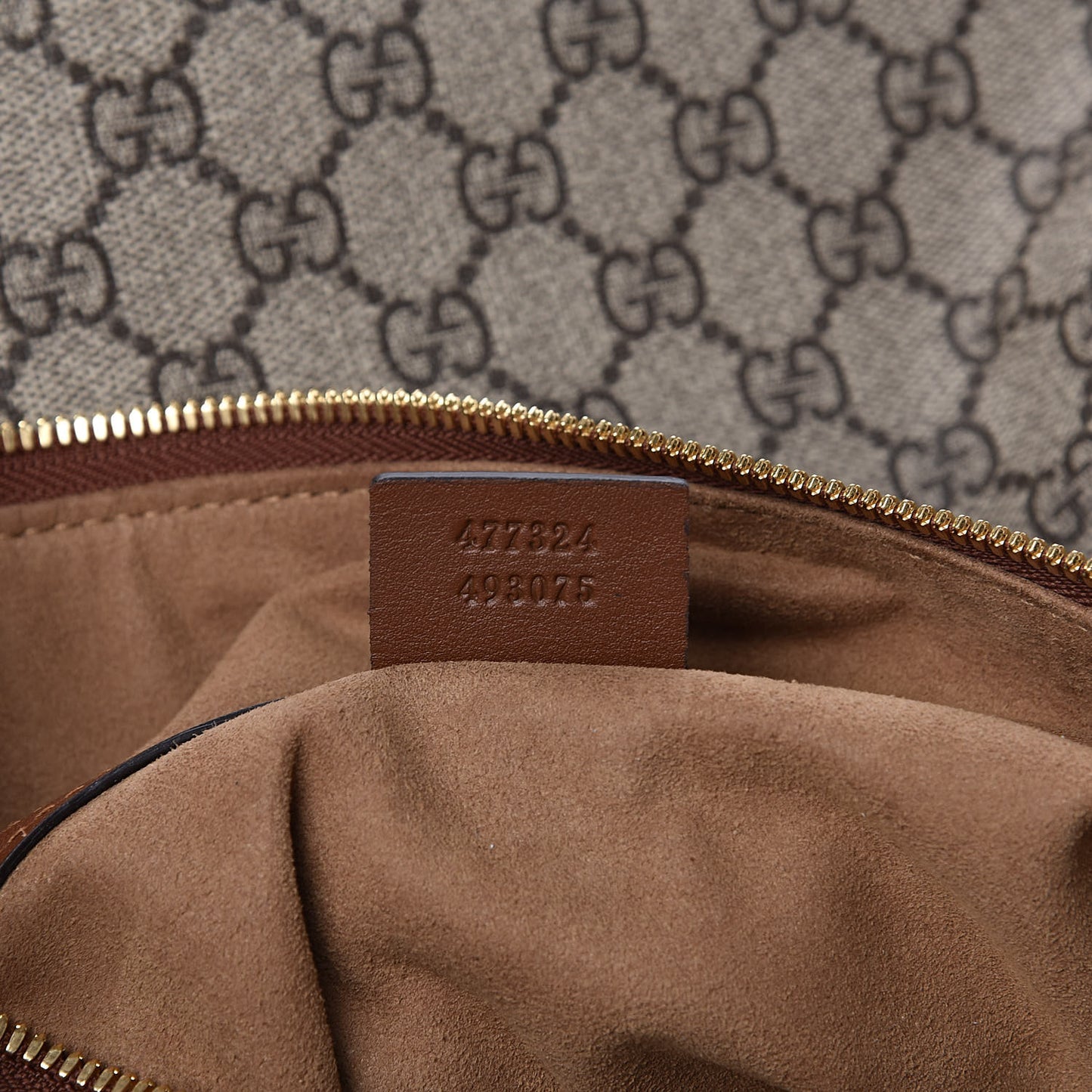 GG Supreme Monogram Large Linea A Hobo Light Brown