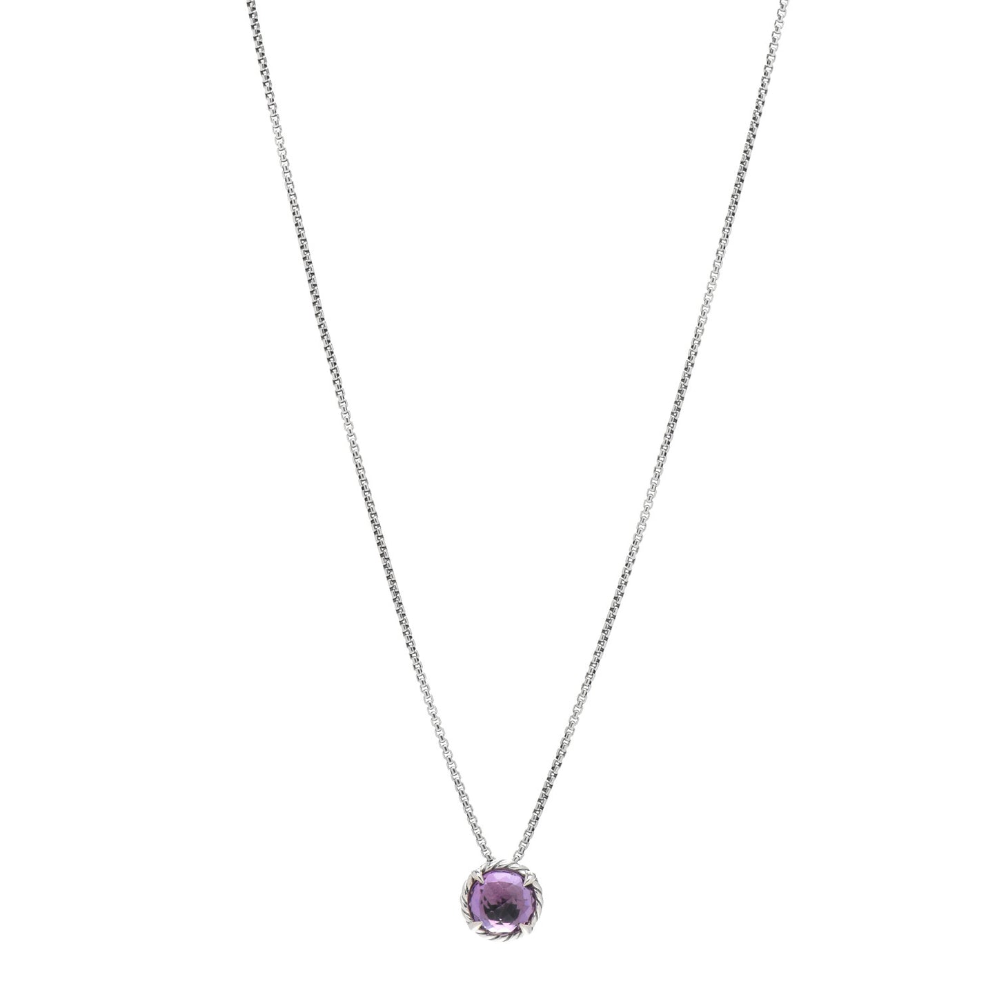 Sterling Silver Amethyst 8mm Petite Chatelaine Pendant Necklace