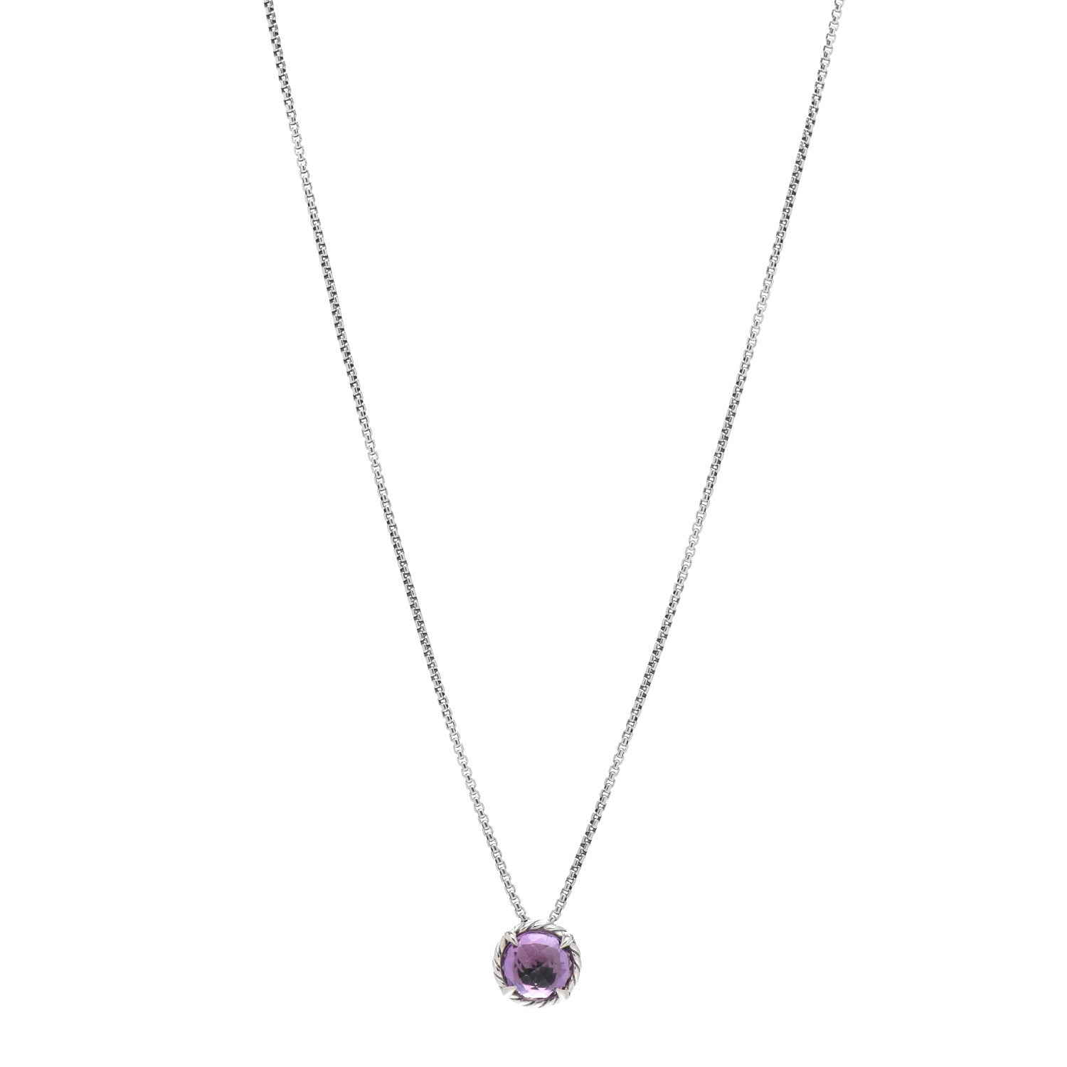 David Yurman Sterling Silver Amethyst 8mm Petite Chatelaine Pendant Necklace 1 of 4