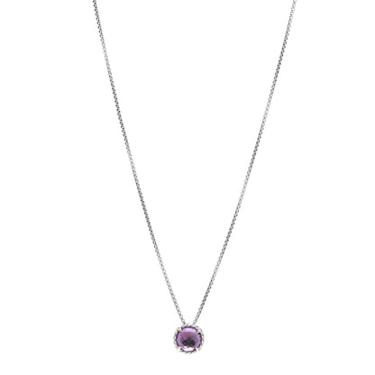 David Yurman Sterling Silver Amethyst 8mm Petite Chatelaine Pendant Necklace 1 of 4