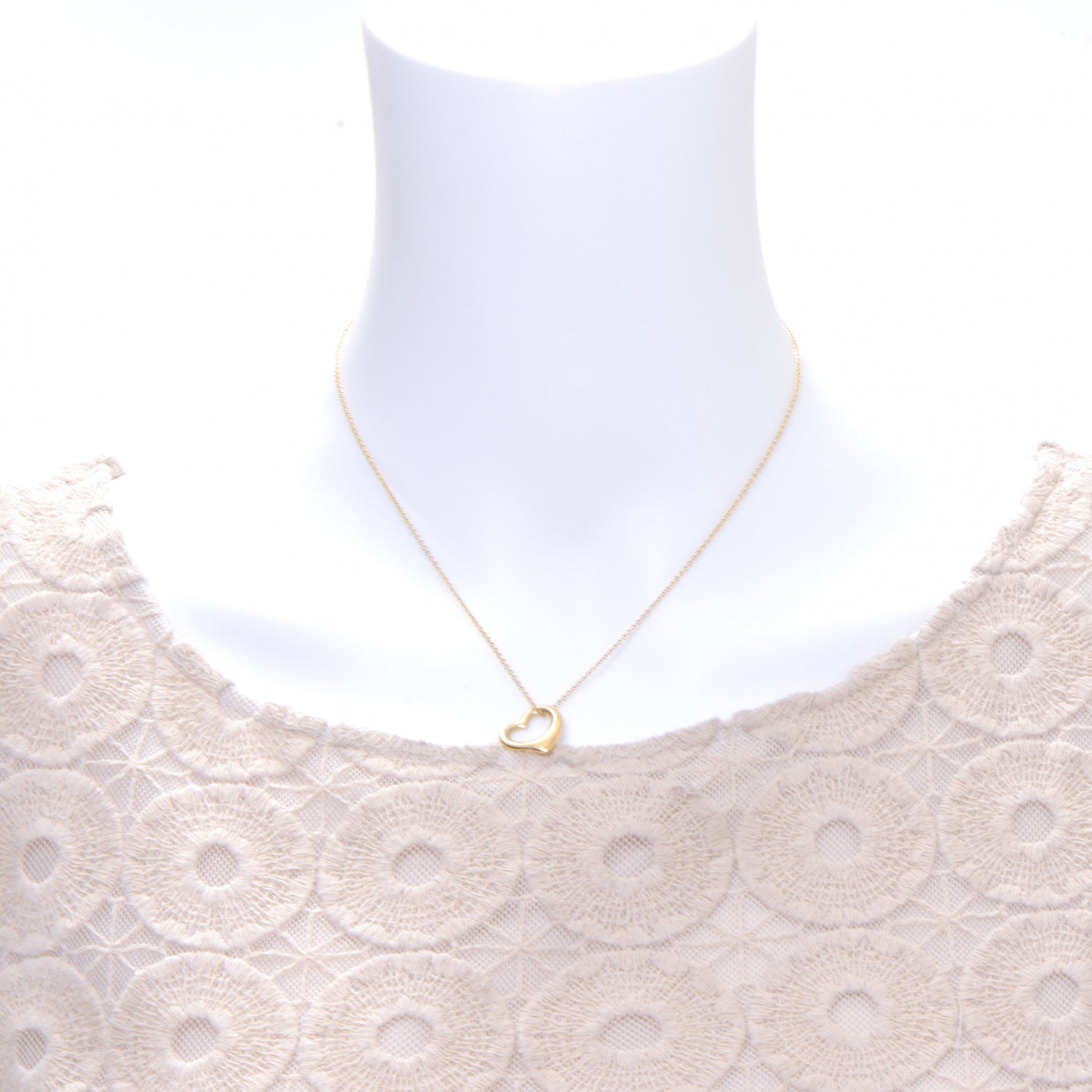 Tiffany 18k Gold Open Heart Pendant Elsa Peretti Necklace 2 of 5