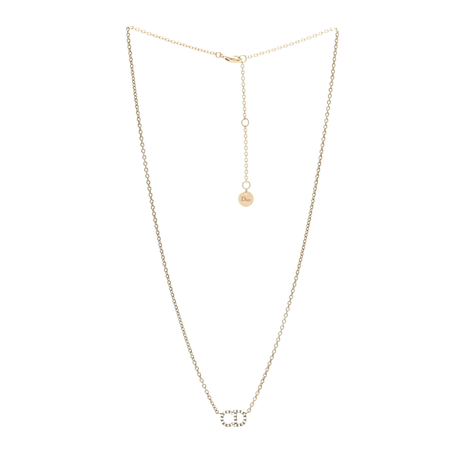 Christian Dior Metal Crystal Clair D Lune Necklace Gold 3 of 6