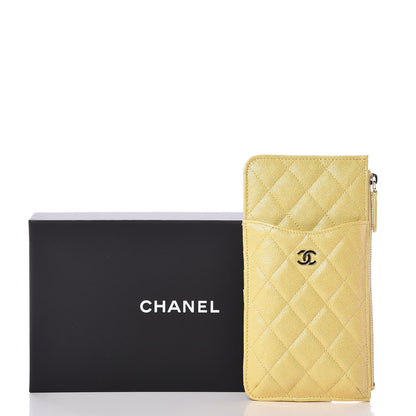 Chanel Iridescent Caviar Quilted Classic iPhone Pouch Yellow 8 of 8