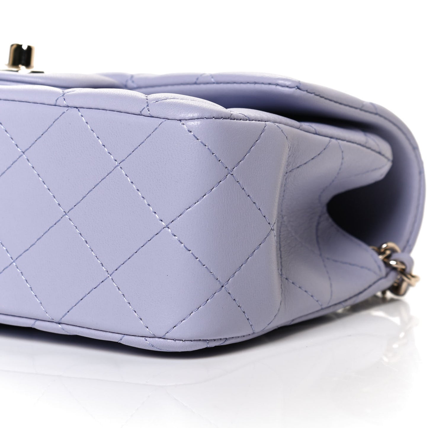 Lambskin Quilted Mini Top Handle Rectangular Flap Light Purple