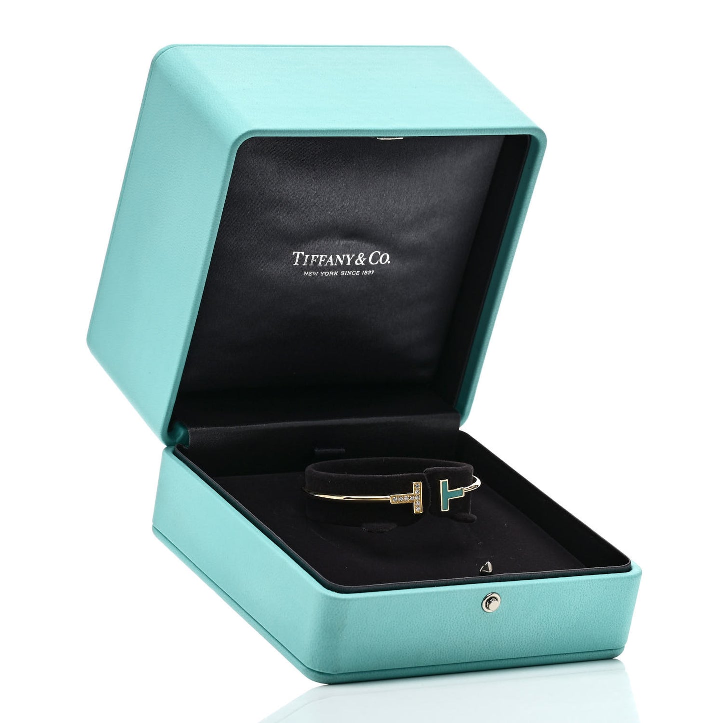 18K Yellow Gold Diamond Turquoise T Wire Bracelet