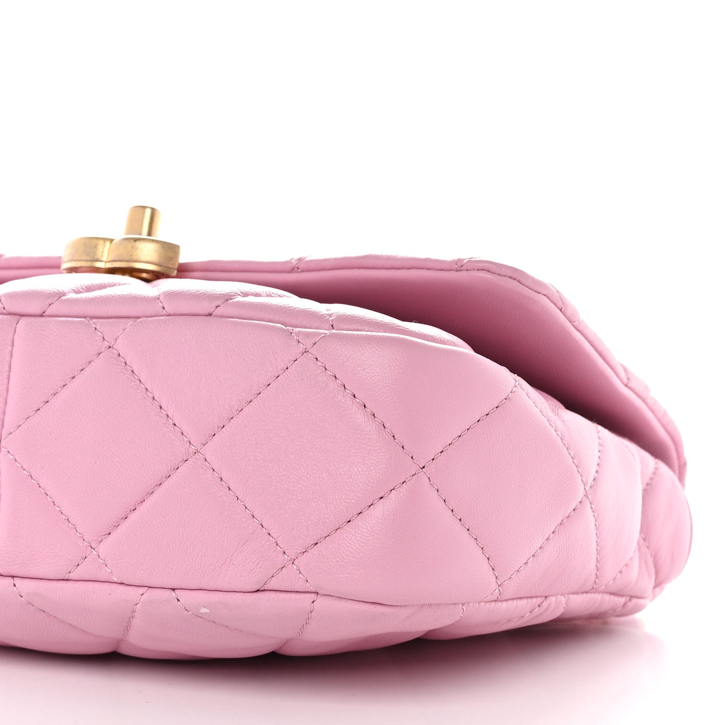 Lambskin Quilted Small Lacquered Chain Flap Pink