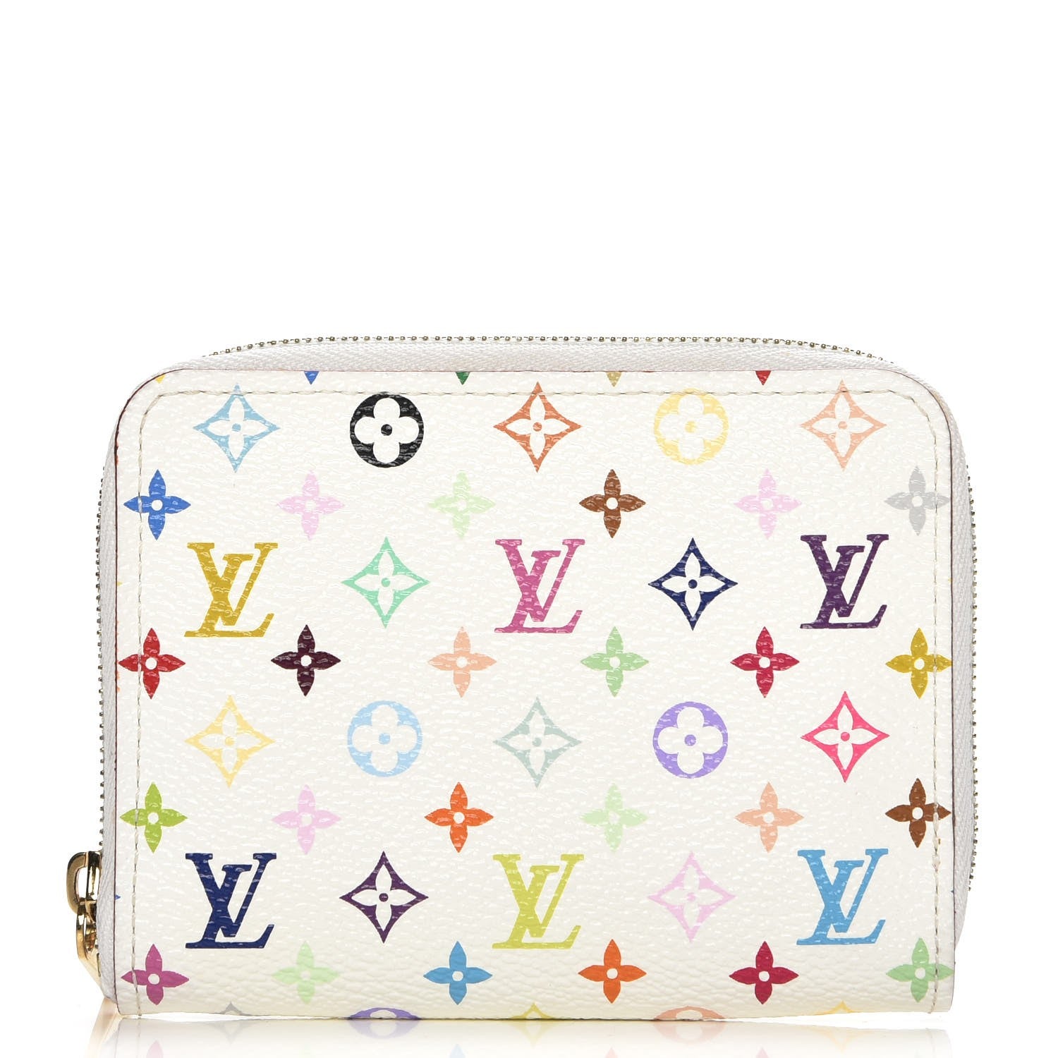 Louis Vuitton Monogram Multicolor Zippy Coin Purse Wallet White Litchi 1 of 7