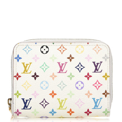 Louis Vuitton Monogram Multicolor Zippy Coin Purse Wallet White Litchi 1 of 7