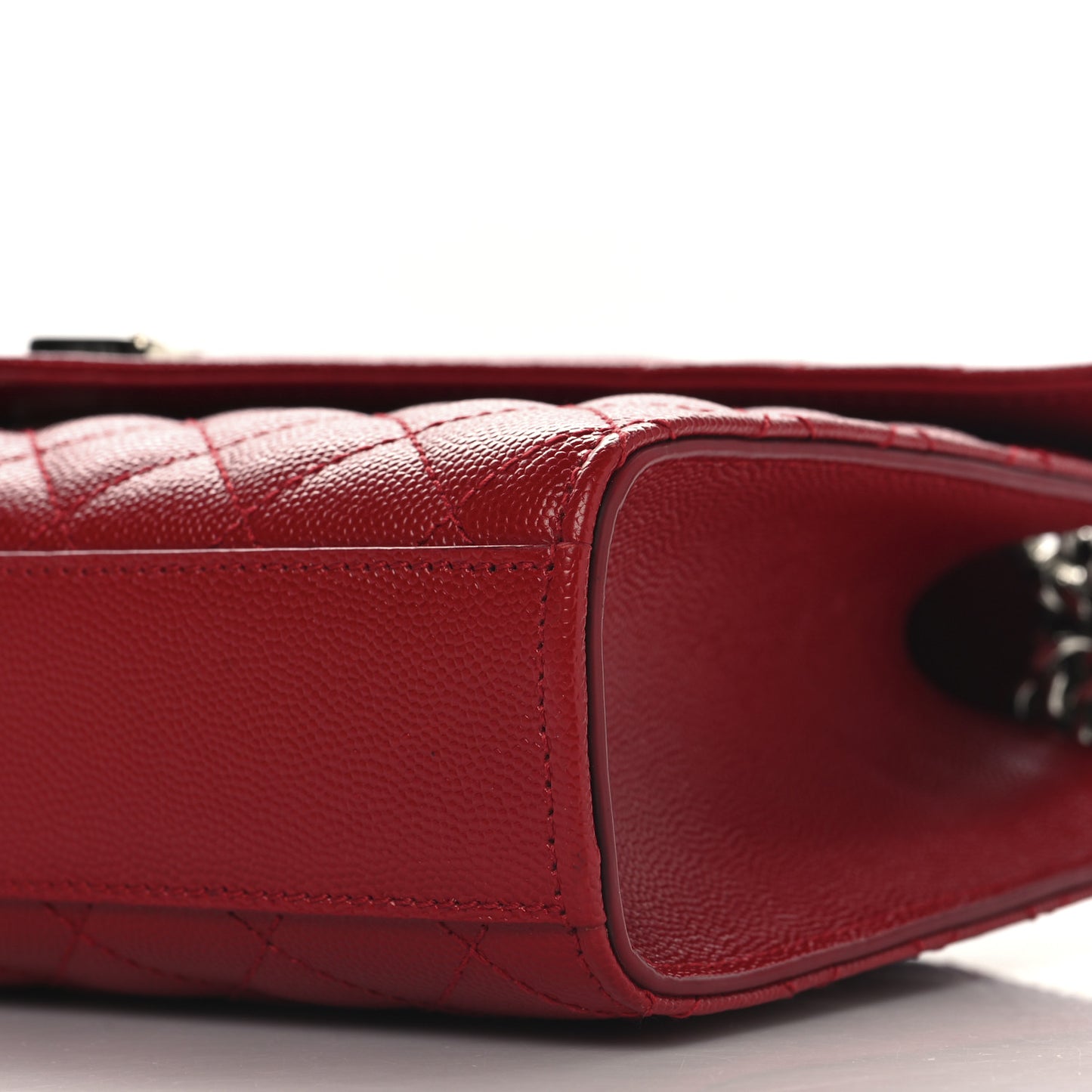 Grain De Poudre Textured Mixed Matelasse Triquilt Medium Monogram Satchel Rouge Eros