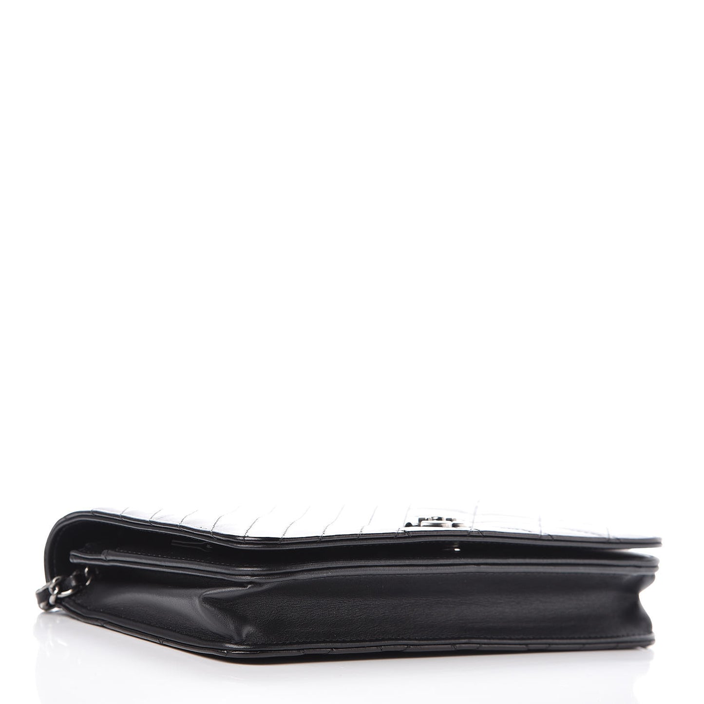 Glazed Calfskin Quilted Coco Boy Wallet On Chain WOC Black