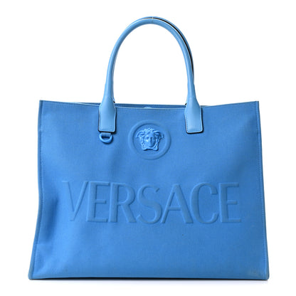Versace Canvas Calfskin La Medusa Tote Bag Blue 1 of 11