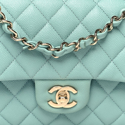 Chanel Caviar Quilted Medium Double Flap Light Blue 8 of 11