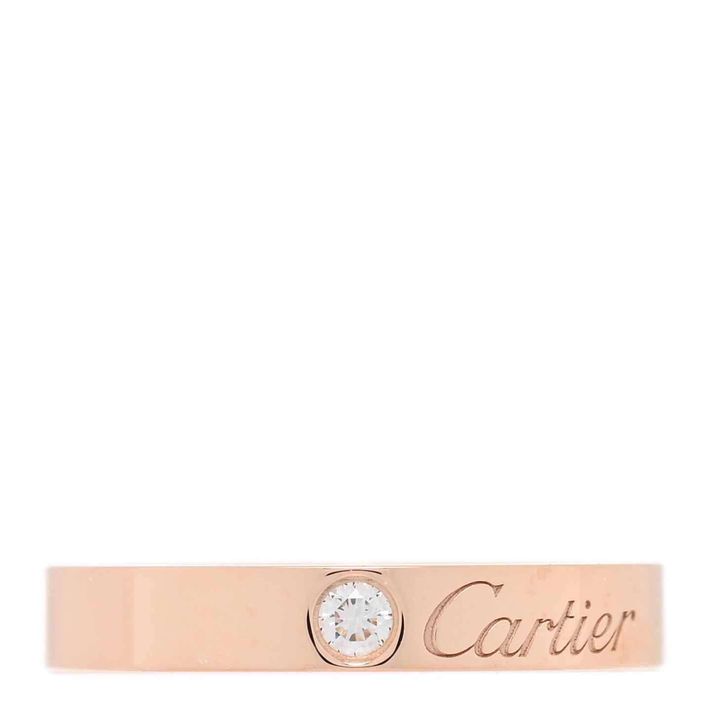 18K Pink Gold Diamond 3mm C De Cartier Wedding Band Ring 46 3.75